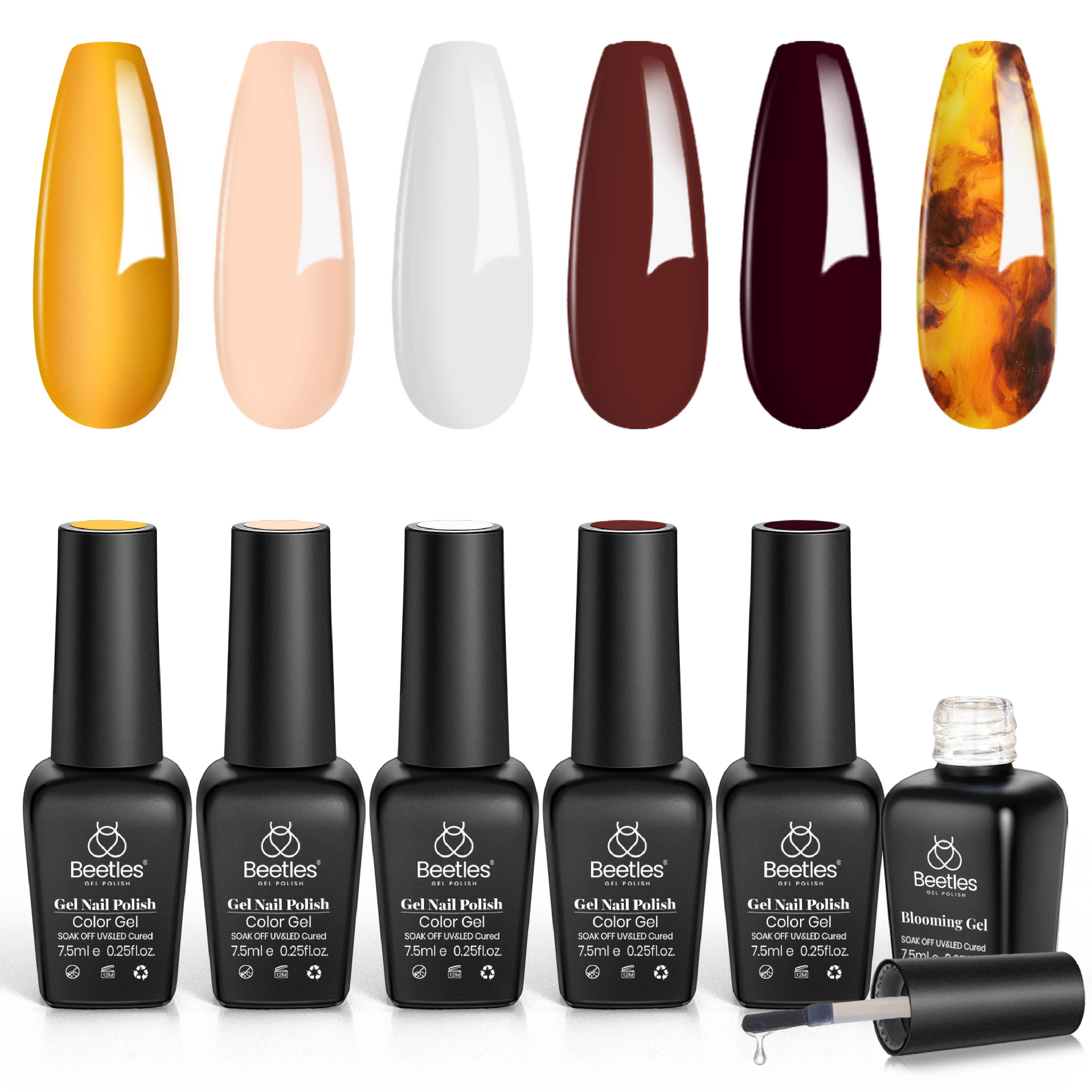 Amber Attraction | Gel Polish 5 Colors Set With Blooming Gel