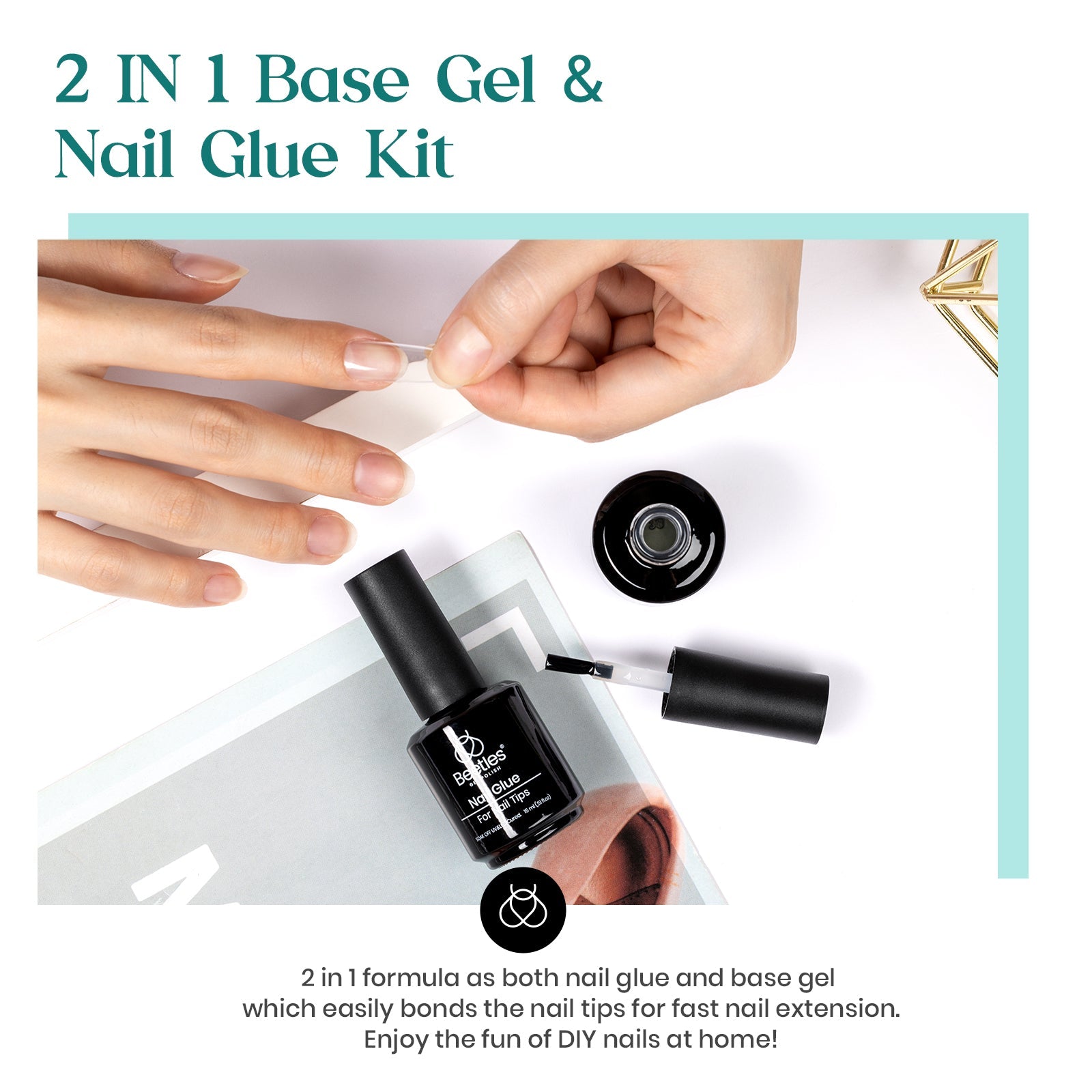 2-in-1 Nail Glue and Base Gel 2 PCS 15ml/each