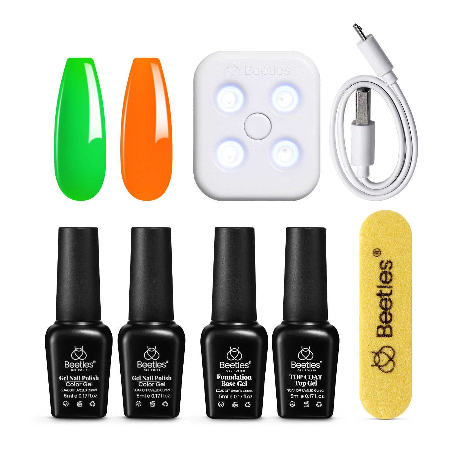 Beetles Halloween Special Limited Edition Gel Nail Polish Starter Kit with U V LED Light and Base Gel Top Coat, Soak Off Gel Polish with Mini Nail Lamp Nail File for DIY Nail Travel Gift Set