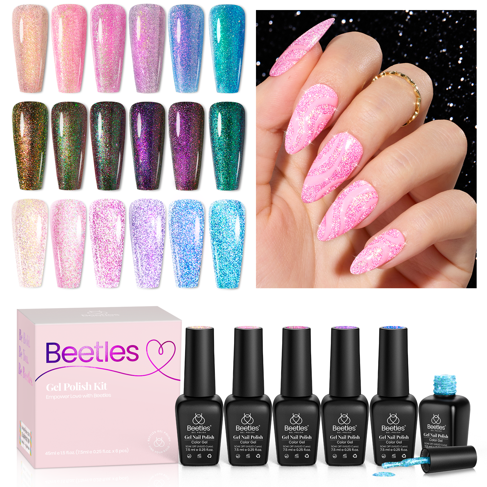 Treasures on Tip Gel Polish - 6 Colors Gel Nail Polish Set