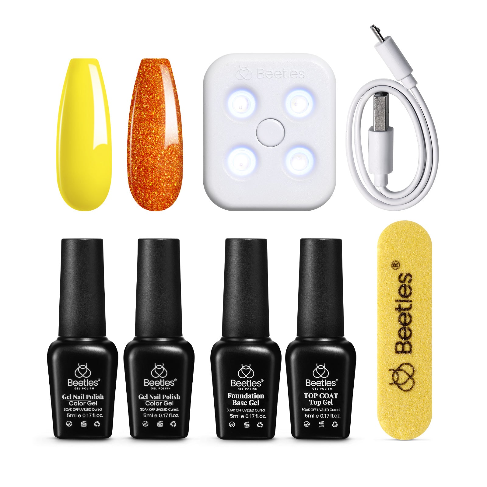 Beetles Halloween Special Limited Edition Gel Nail Polish Starter Kit with U V LED Light and Base Gel Top Coat, Soak Off Gel Polish with Mini Nail Lamp Nail File for DIY Nail Travel Gift Set