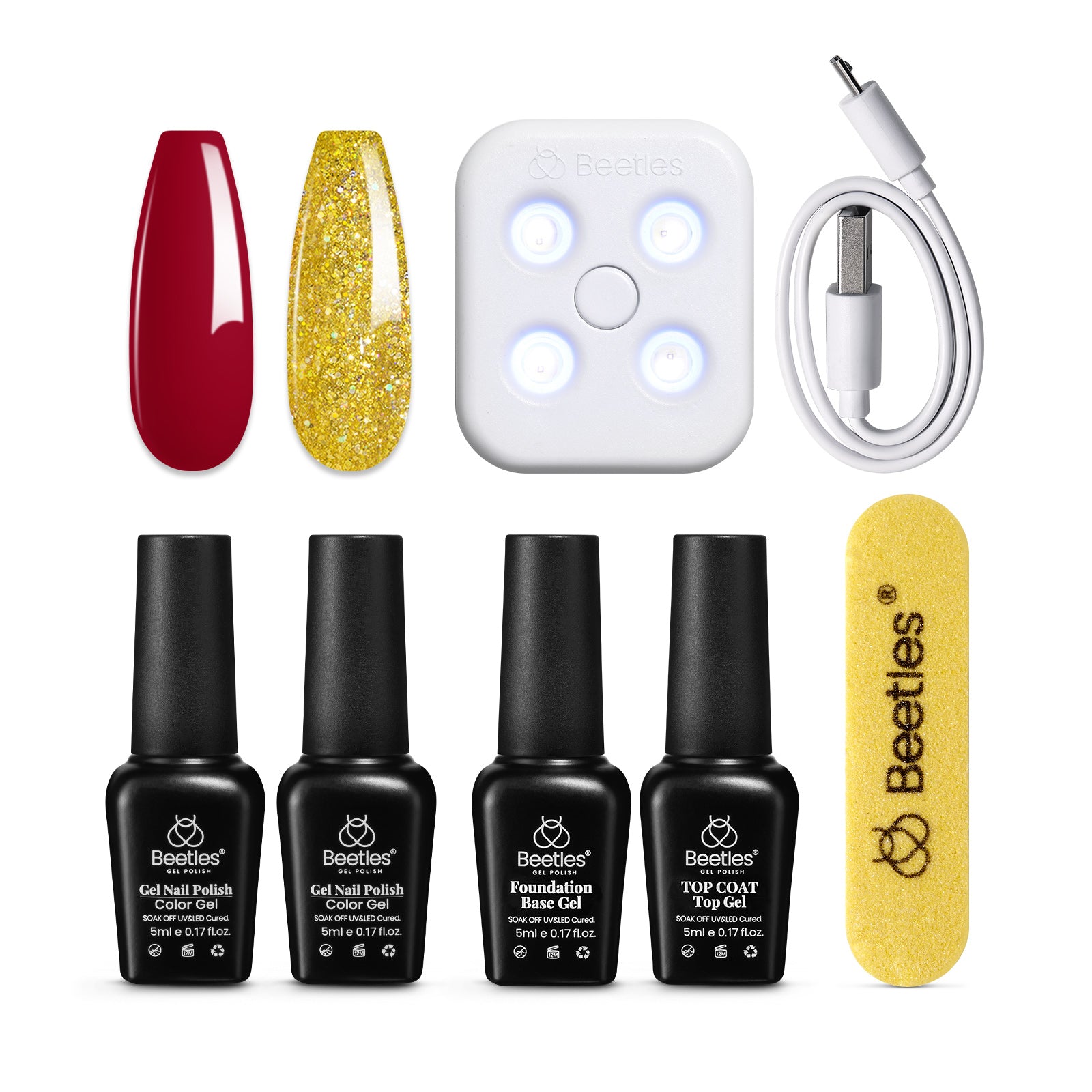 Beetles Halloween Special Limited Edition Gel Nail Polish Starter Kit with U V LED Light and Base Gel Top Coat, Soak Off Gel Polish with Mini Nail Lamp Nail File for DIY Nail Travel Gift Set