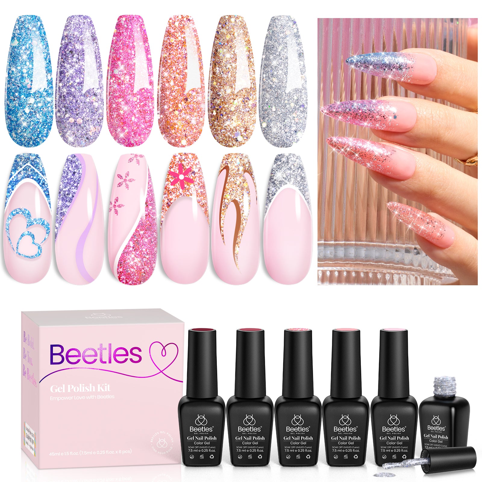 Wonder Glam - 6 Colors Gel Nail Polish Set