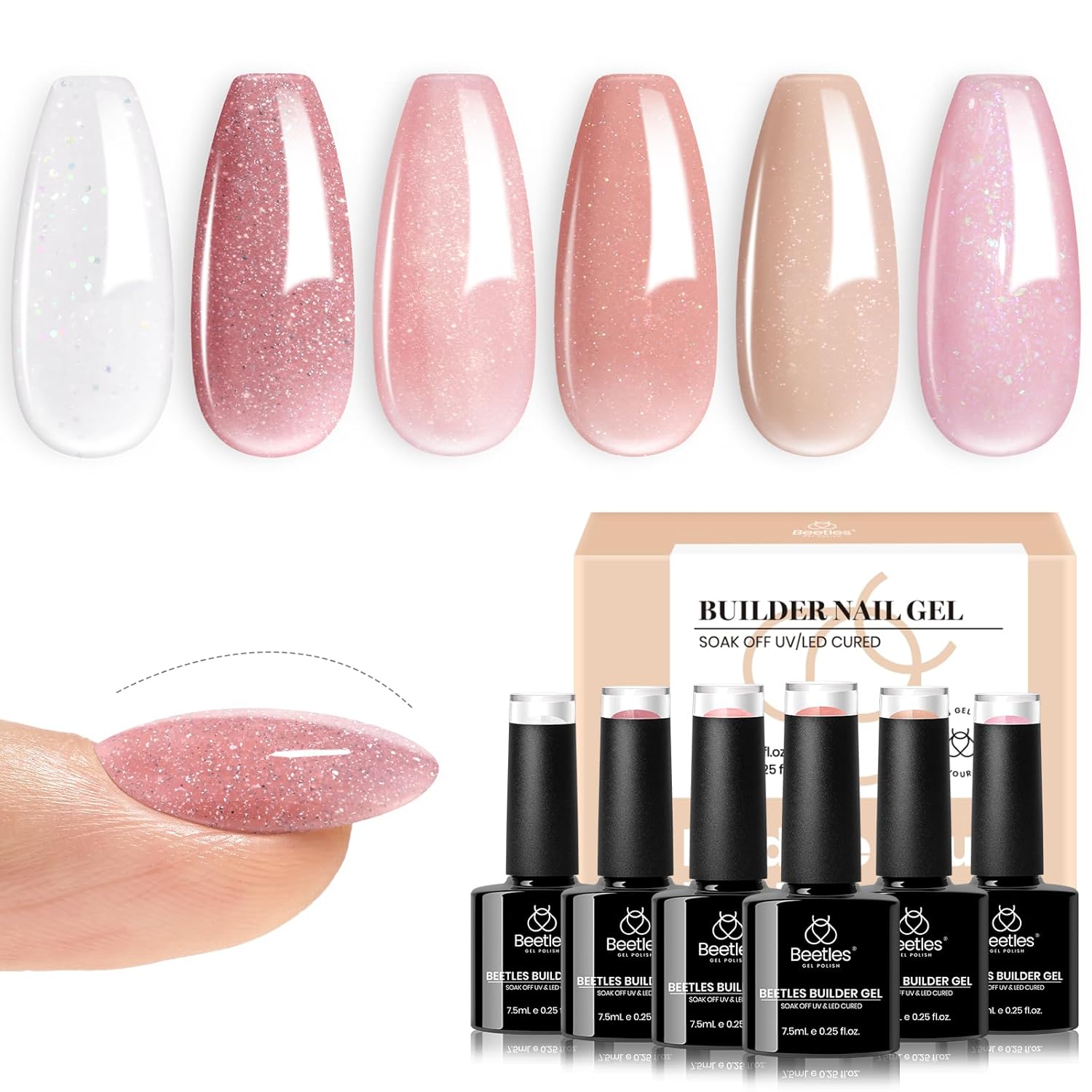 Subtle Shimmer-6 Colors Builder Nail Gel Set