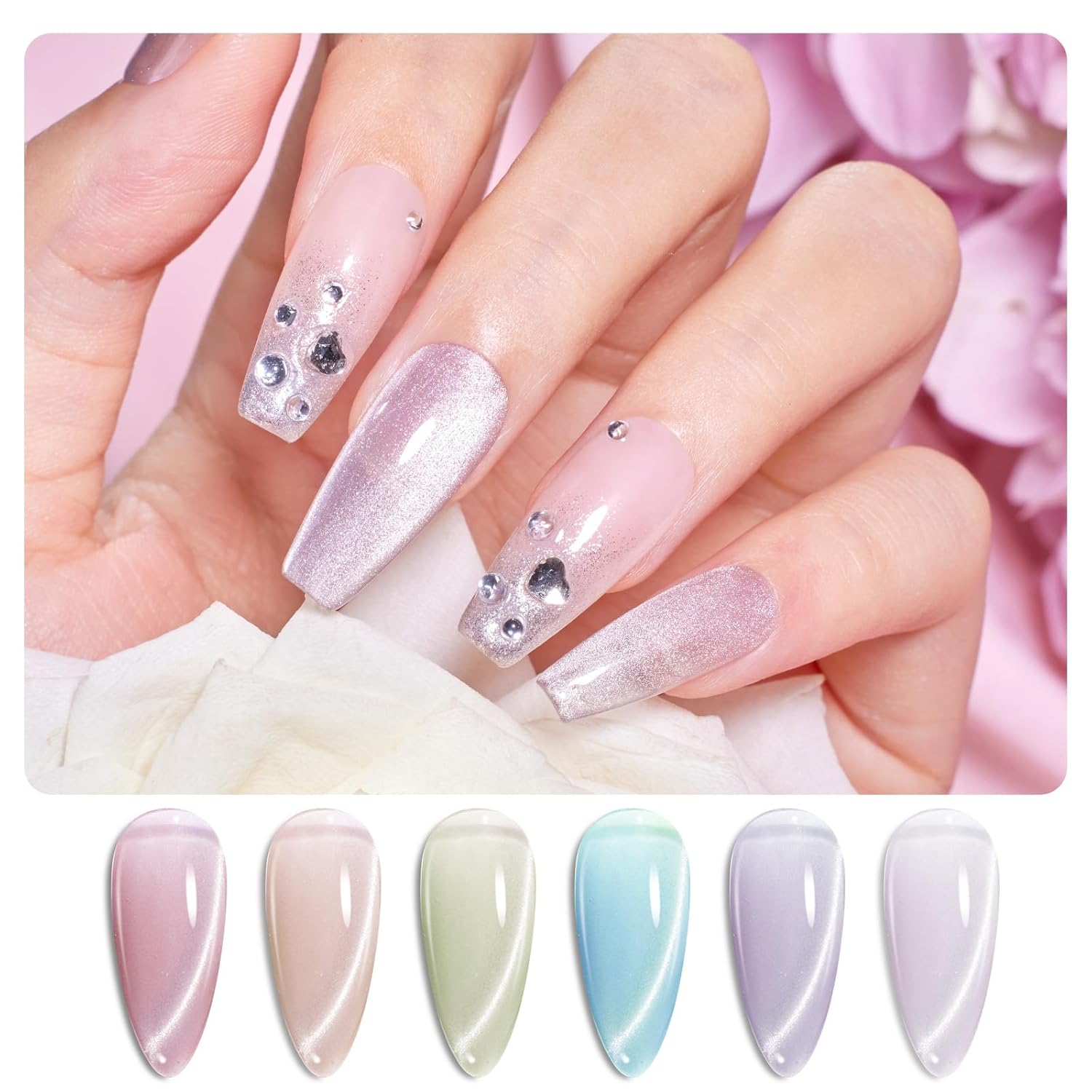 Light Lucite Cat Eye 6 Colors Gel Polish Set