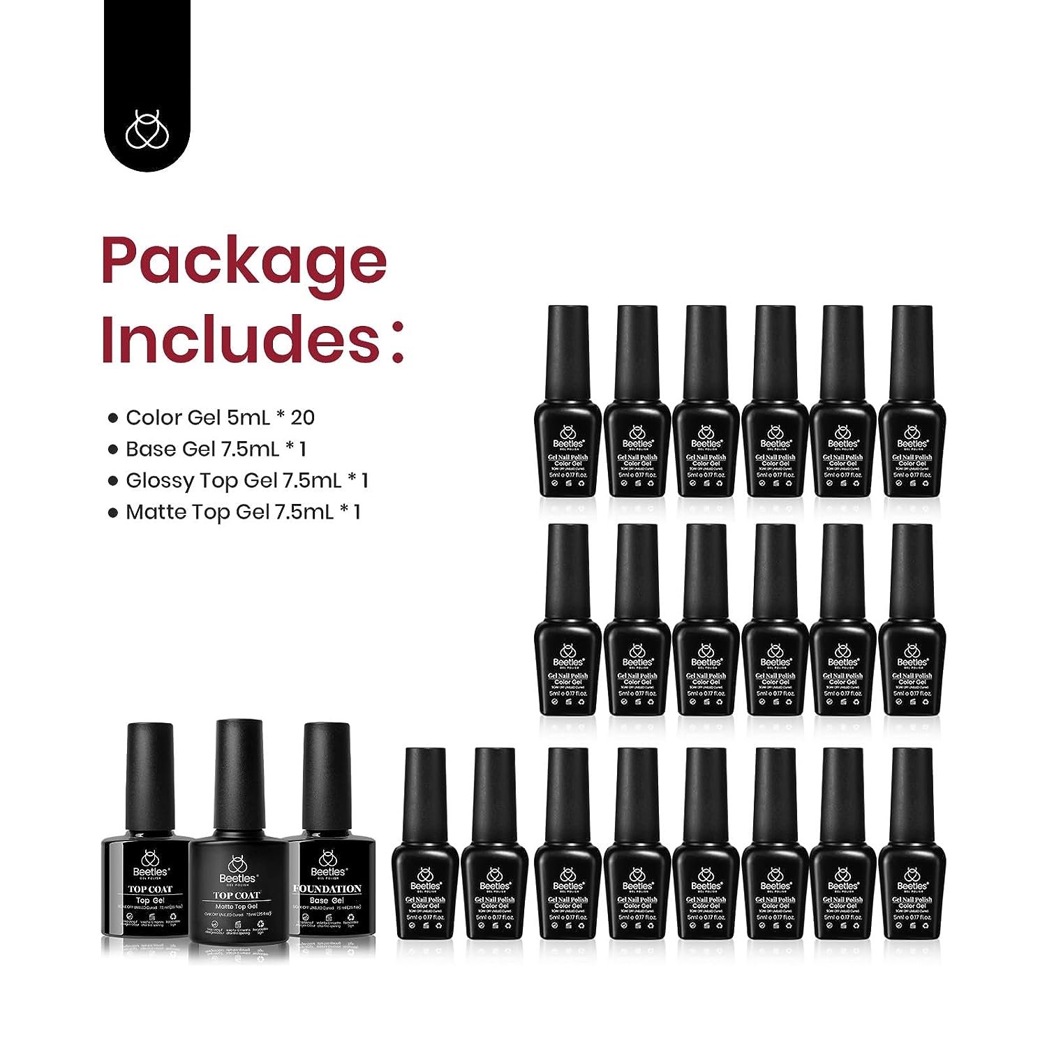 Dare to Bare - 20 Gel Colors Set with Top and Base Coat (5ml/Each)