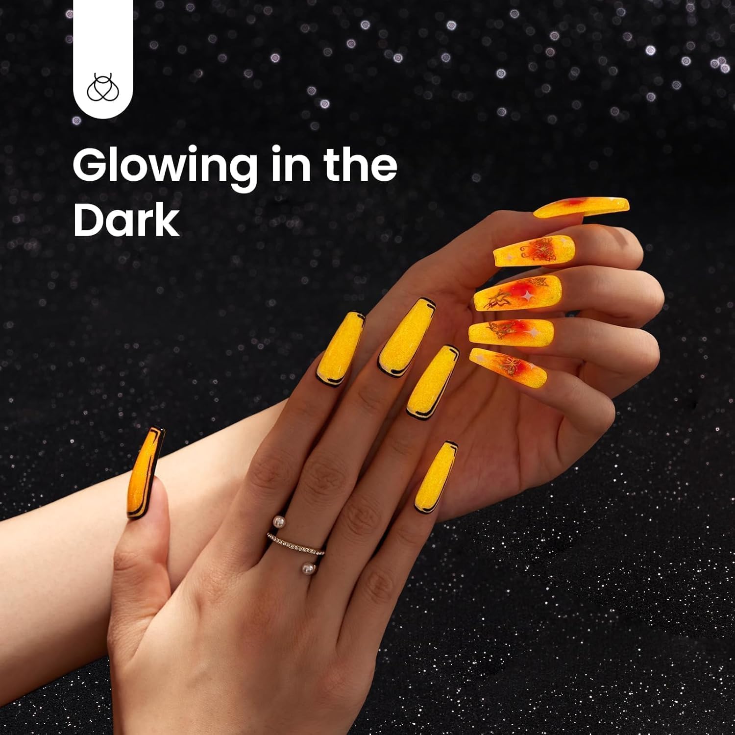 Glitter Orange Glow in the Dark |15ml  Nail Gel Polish