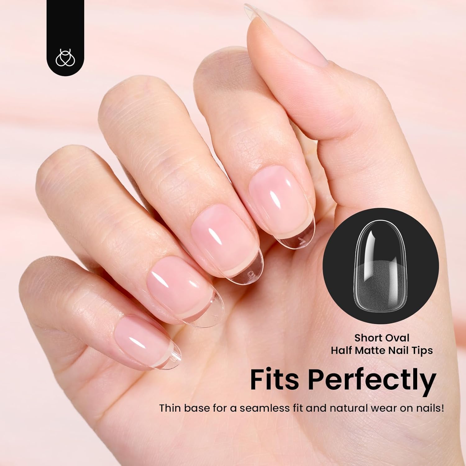 Etch-X Nail Tips Short Oval Half Matte | 288Pcs 