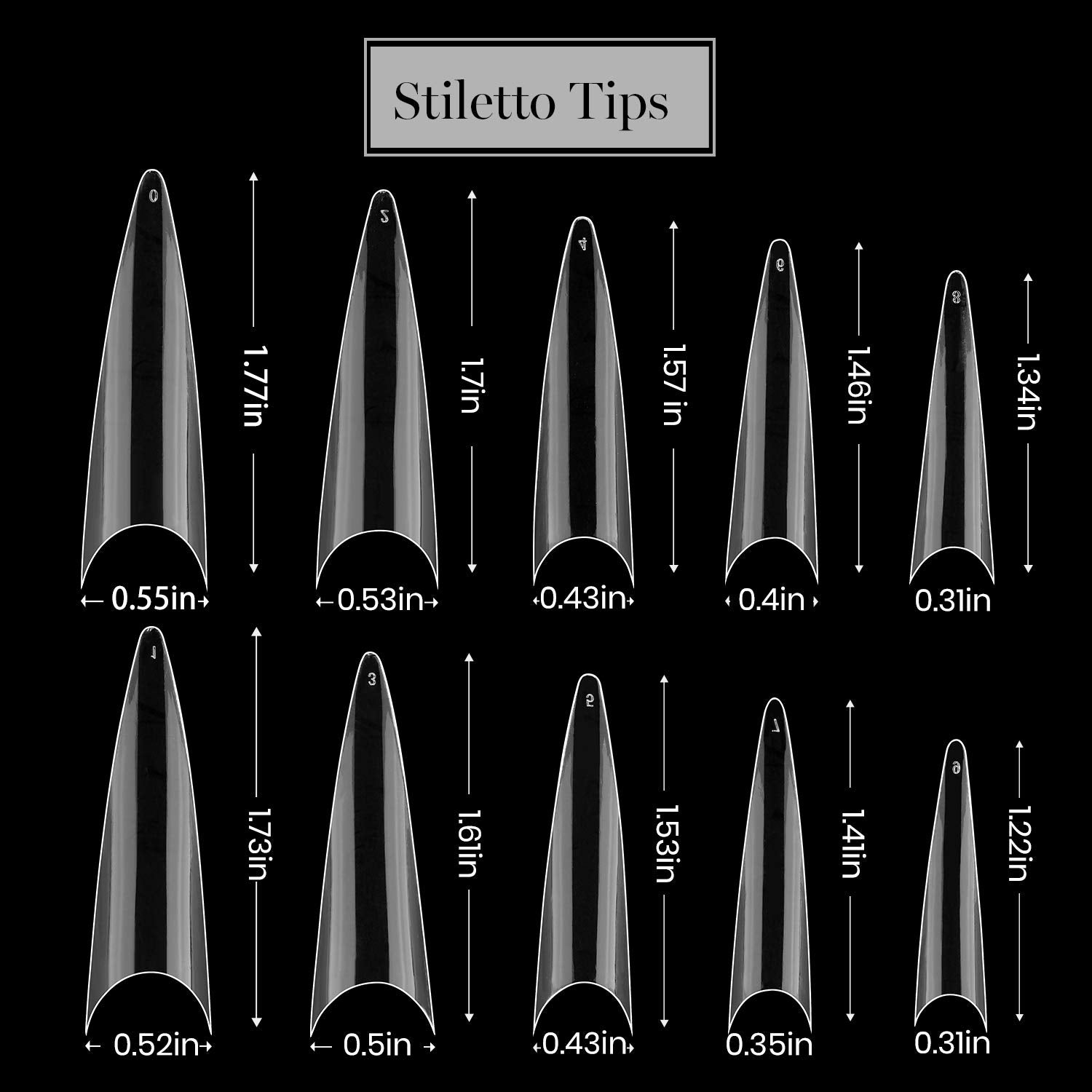 Stiletto Coffin French Nail Tips Set - 488Pcs #027