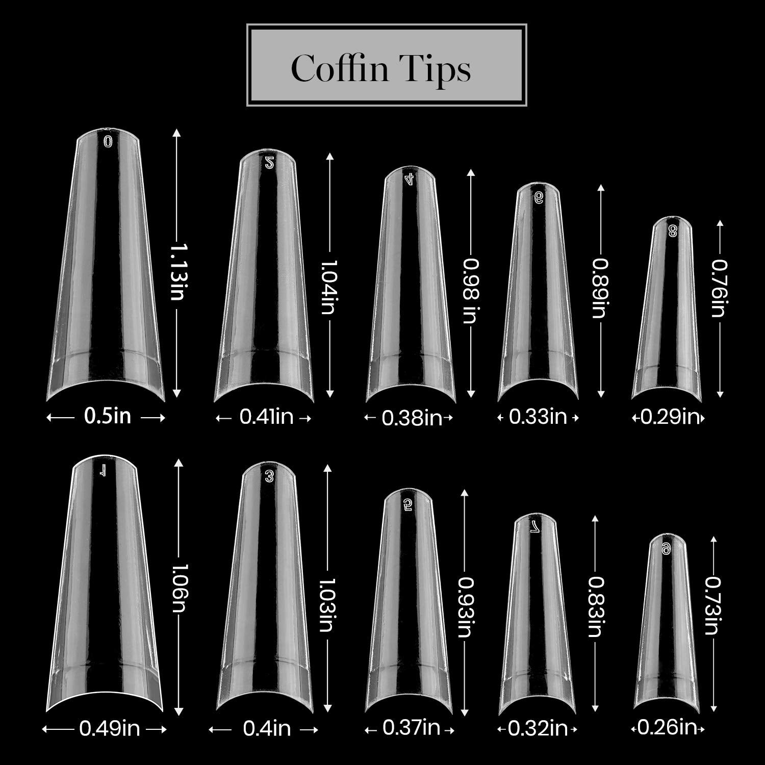 Stiletto Coffin French Nail Tips Set - 488Pcs #027