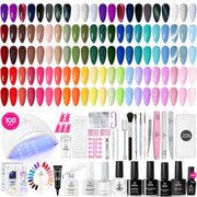 World Travel Gel Nail Polish Kit: 55 Colors Nail All in one Starter Kit (total 108pcs)