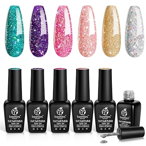 Boujee Multicolored Glitter | 6 Colors Gel Polish Set