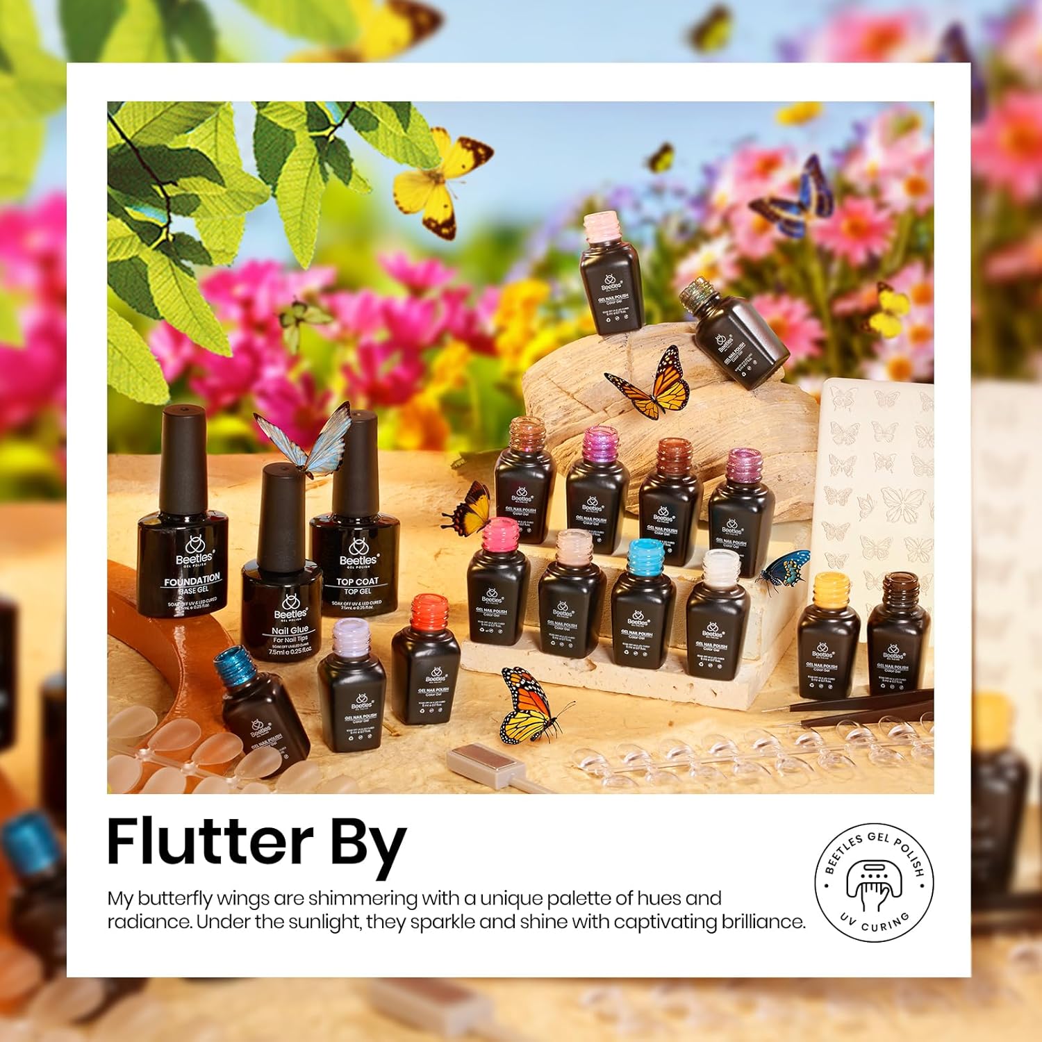 Flutter By-15 Gel Colors Set with Top and Base Coat (5ml/Each)