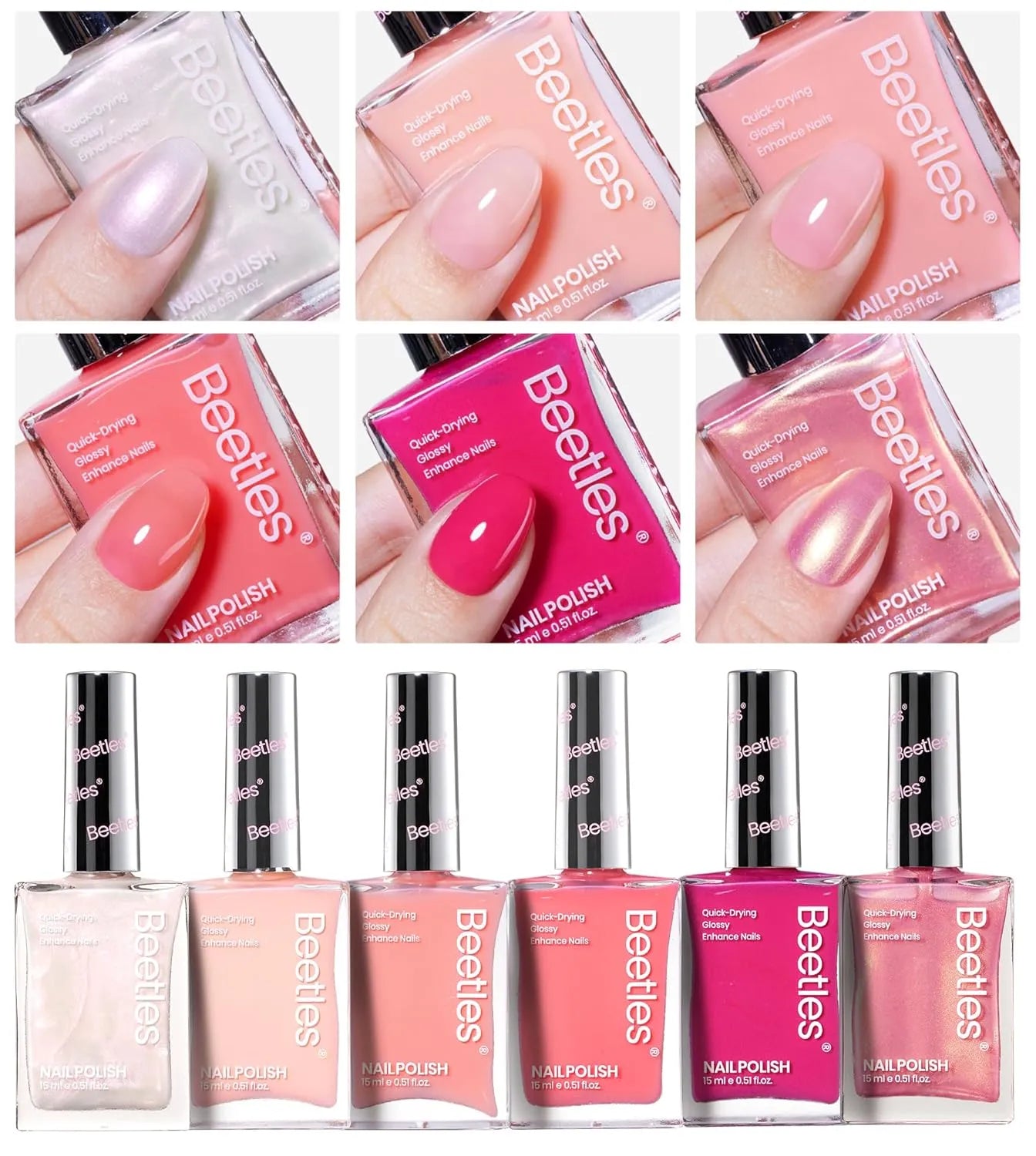 Heartbeat Pink| 6 Colors Nail Polish (each 15ml)