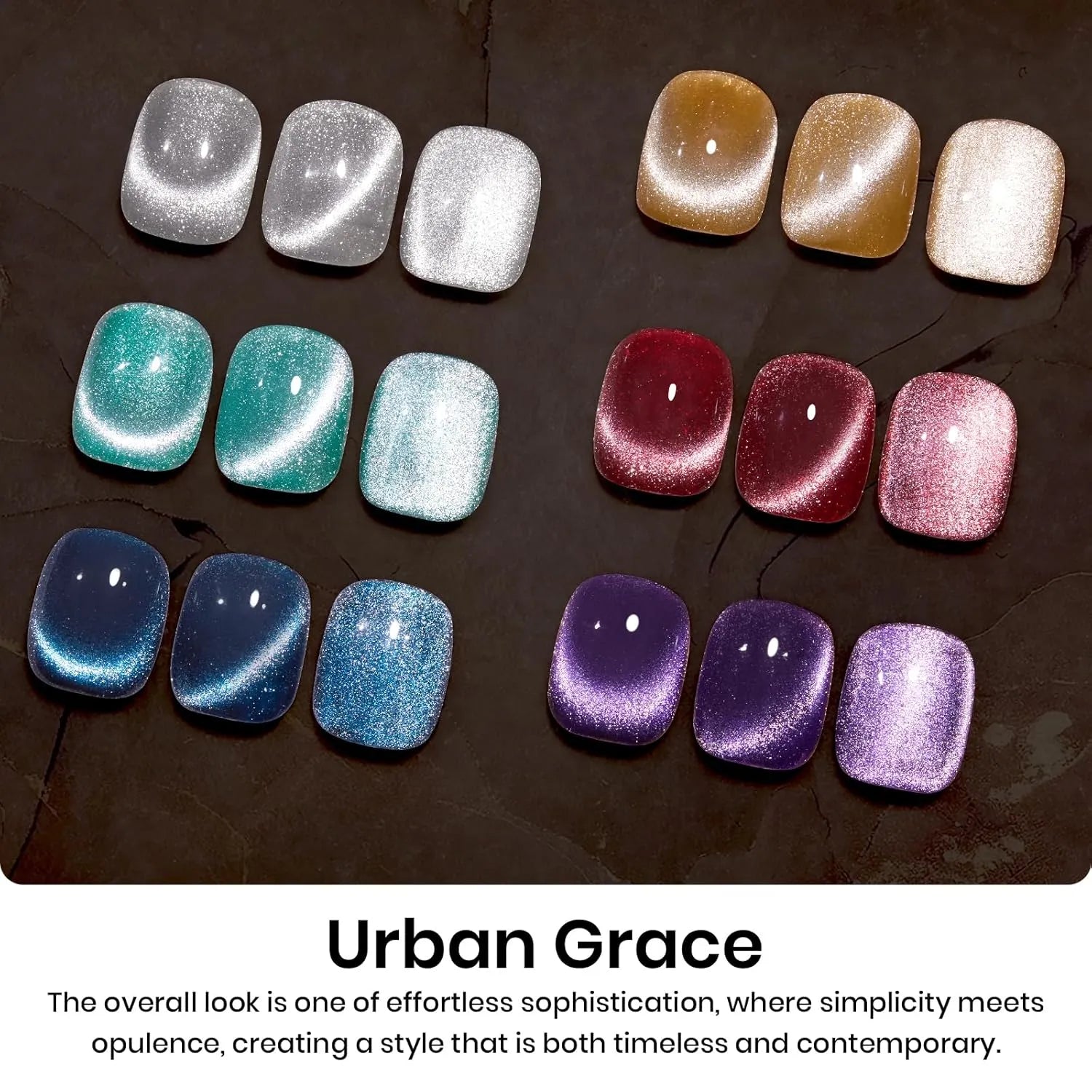 Urban Grace Cat Eye 6 Colors Glass Gel Polish Set