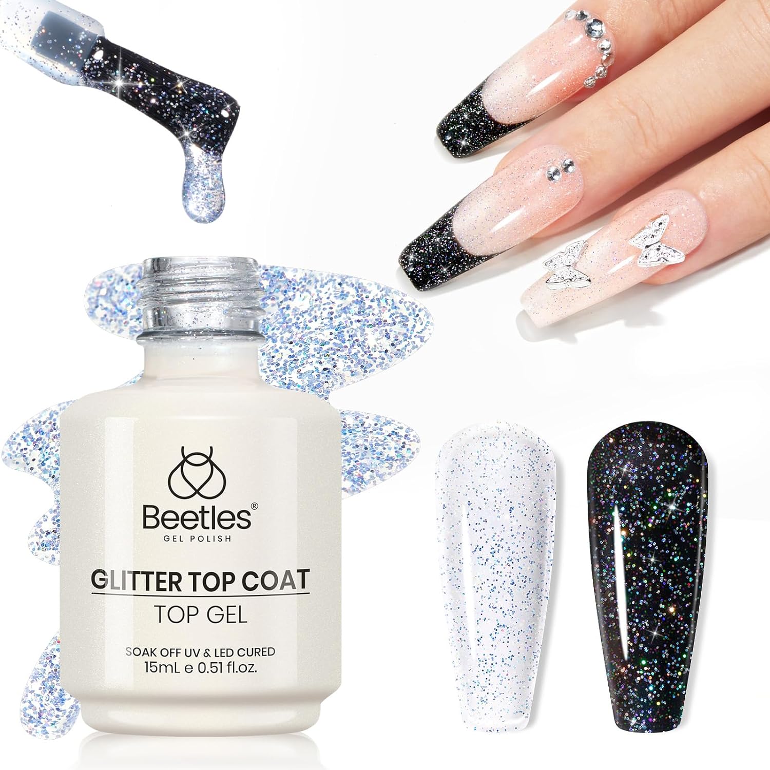 Beetles Holographic Glitter Top Coat | 15ML