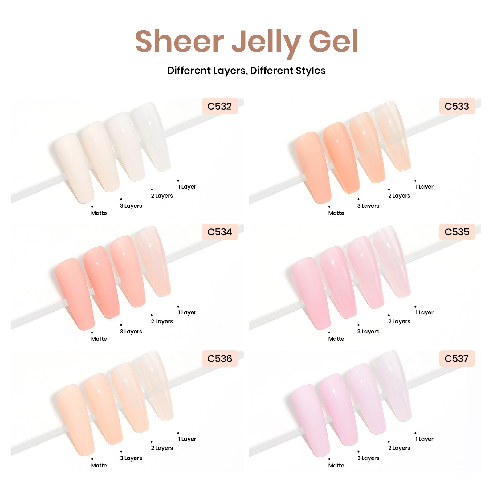 Sheer Luck - 6 Colors Gel Nail Polish Set