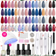 Blue Glitter 24 Colors Gel Nail All in one Starter Kit Christmas  Gift