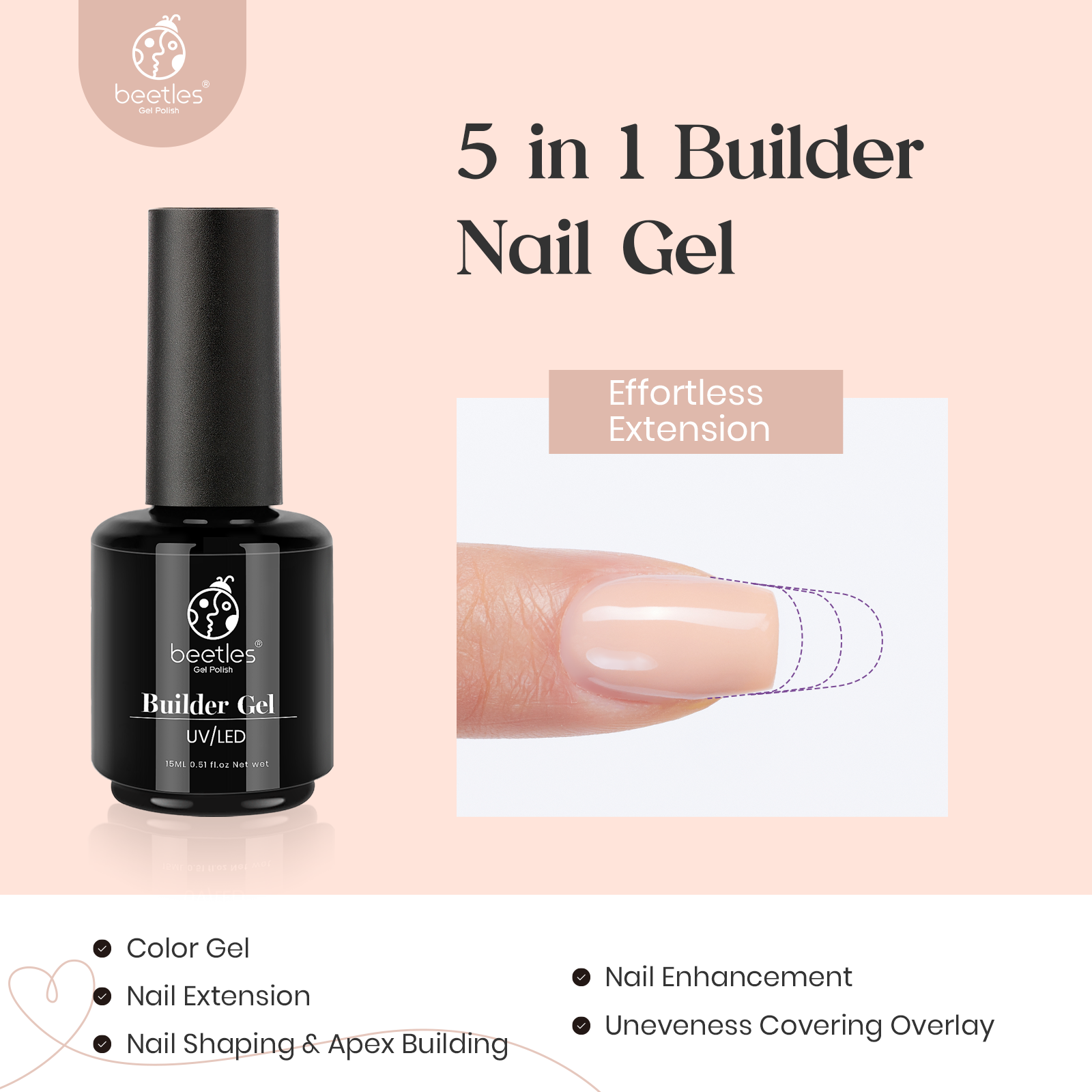 3-in-1 Builder Nail Strengthener Gel #025 - 15ml/Each