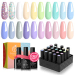 Pastel Paradise - 20 Gel Colors Set with Top and Base Coat (5ml/Each)