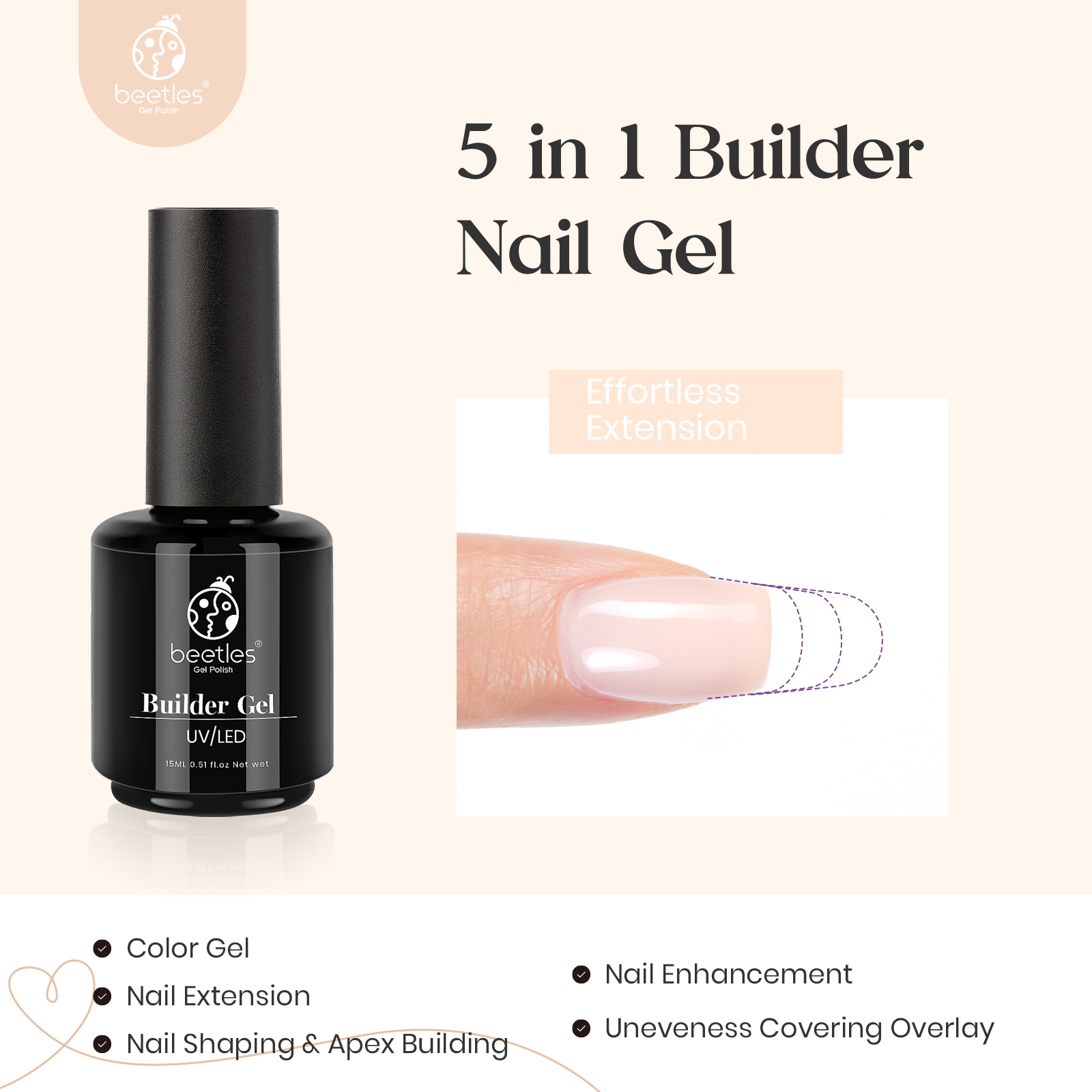 3-in-1 Builder Nail Strengthener Gel #024 - 15ml/Each