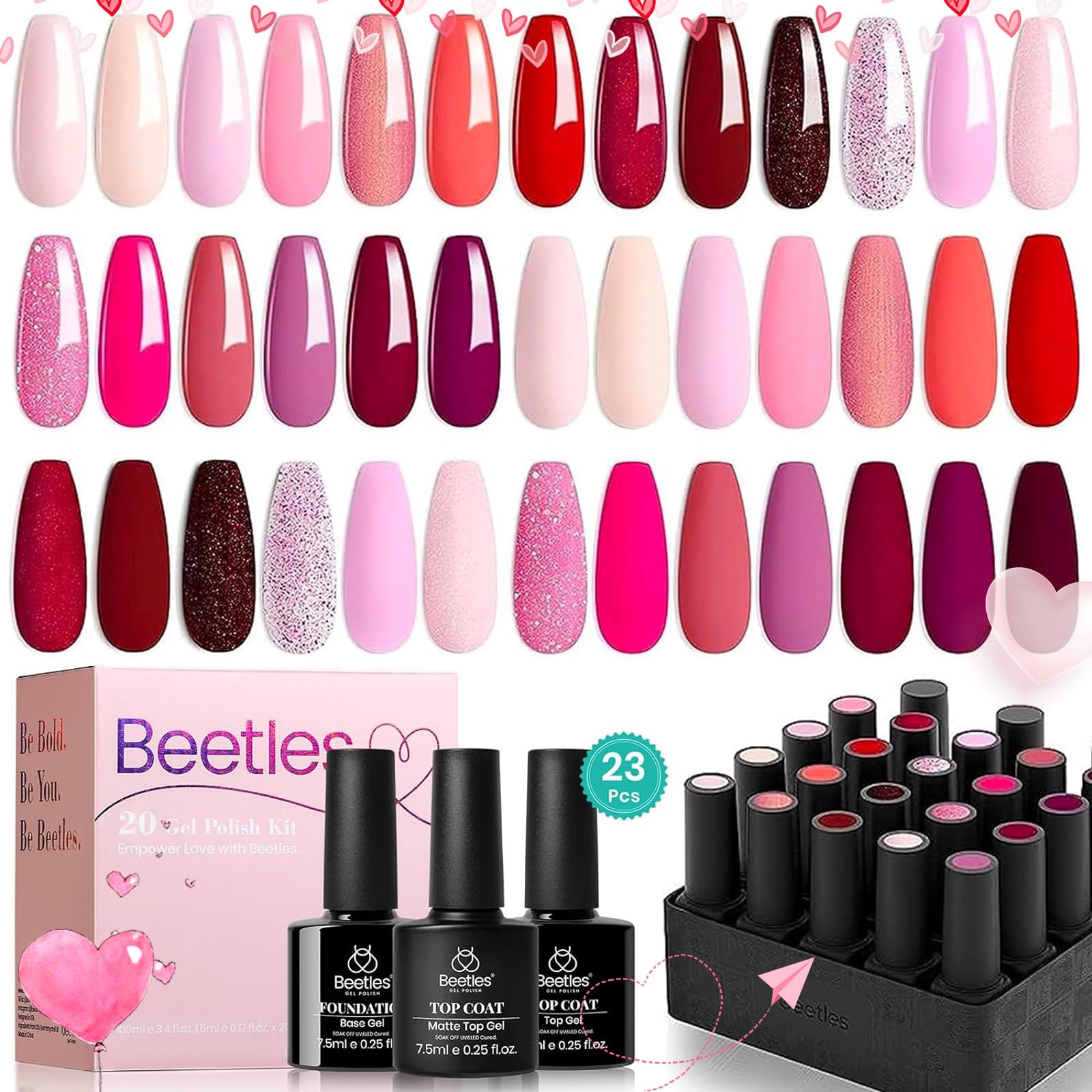 Pink Generation - 20 Gel Colors Set with Top and Base Coat (5ml/Each)