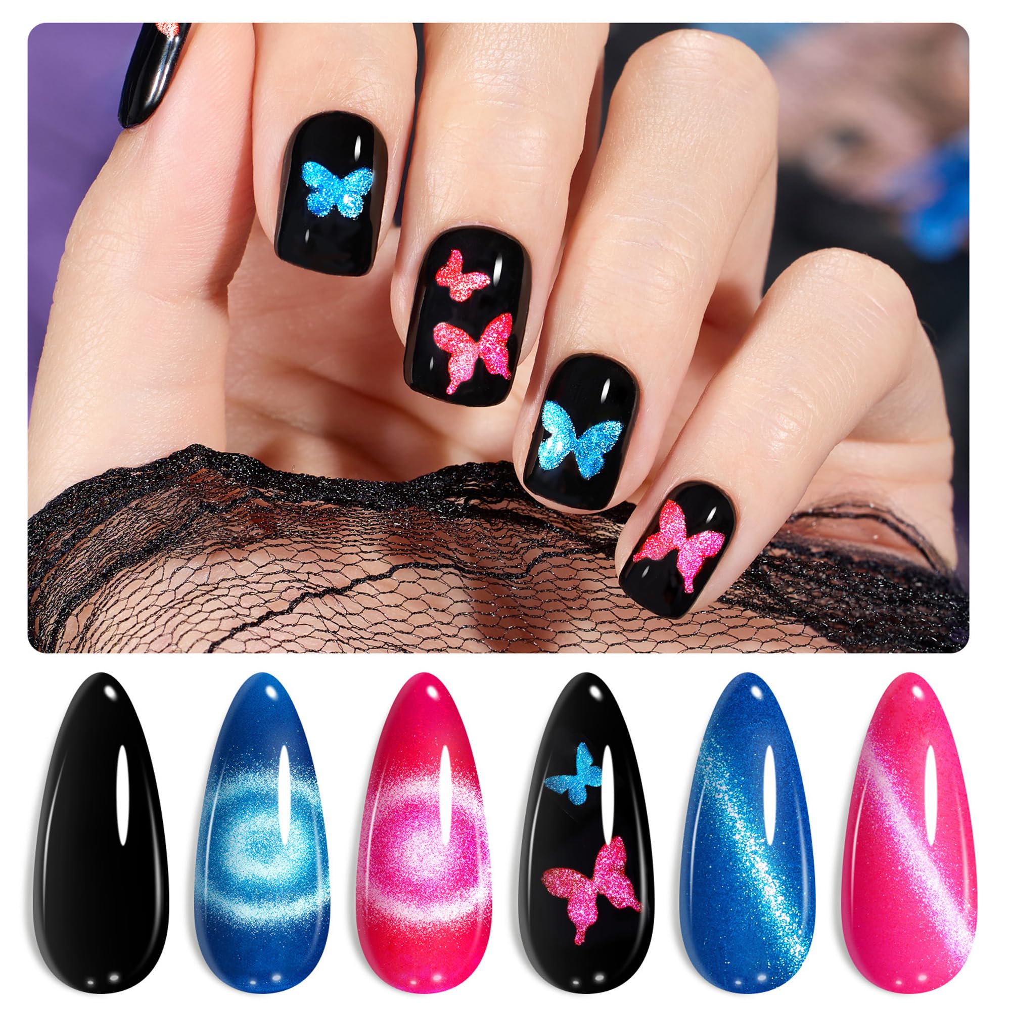 Butterfly Storm | 5 Colors Beetles X DIY Cat Eye Gel Nail Polish Kit