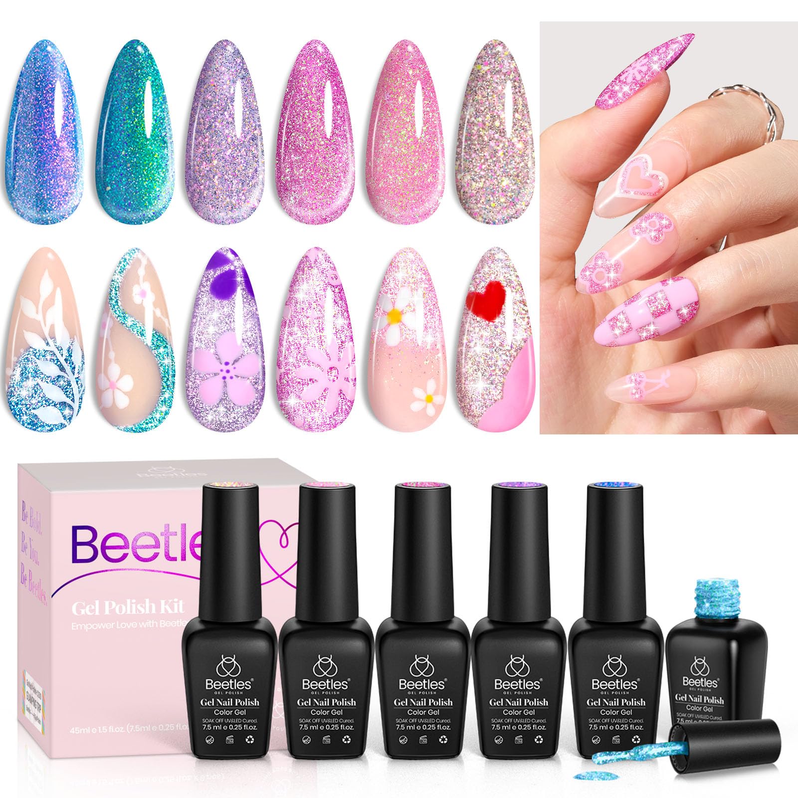 Treasures on Tip Gel Polish | 6 Colors Gel Nail Polish Set