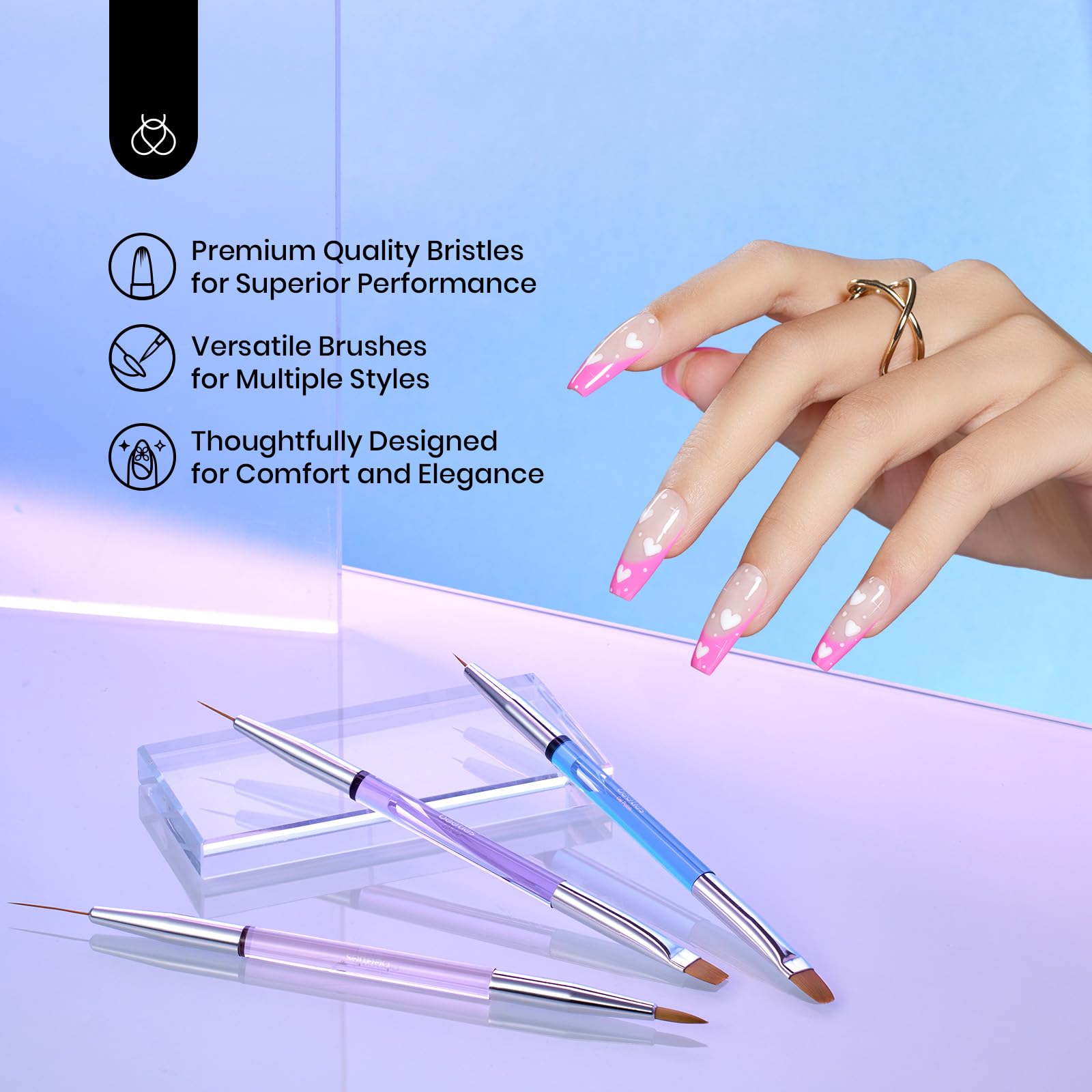 Dual-Head Nail Art Brushes Set: Easy Painting in Various Nail Designs