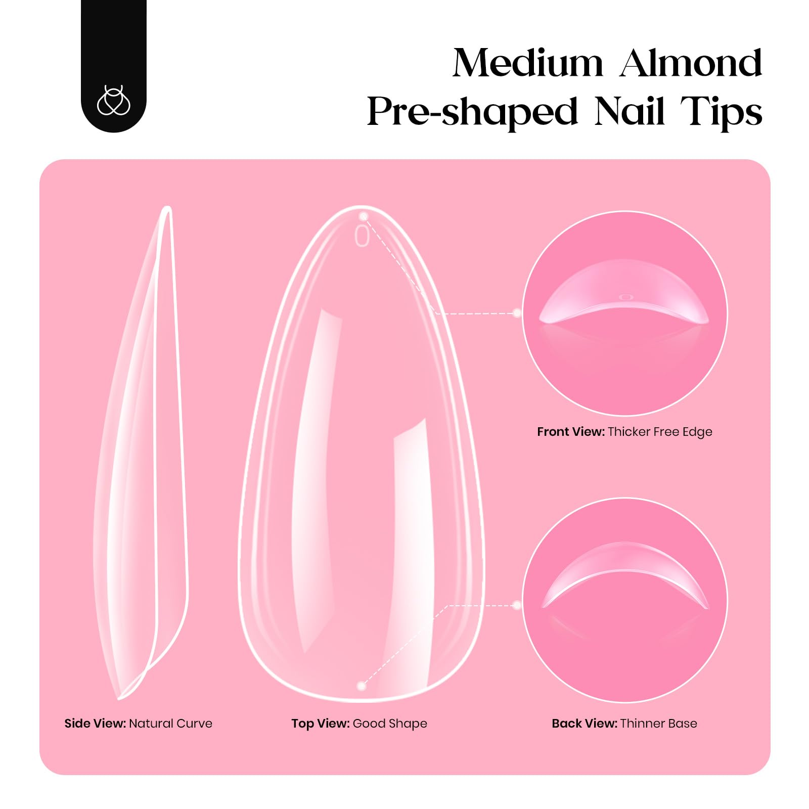 Medium Almond Nail Extension Kit 600Pc