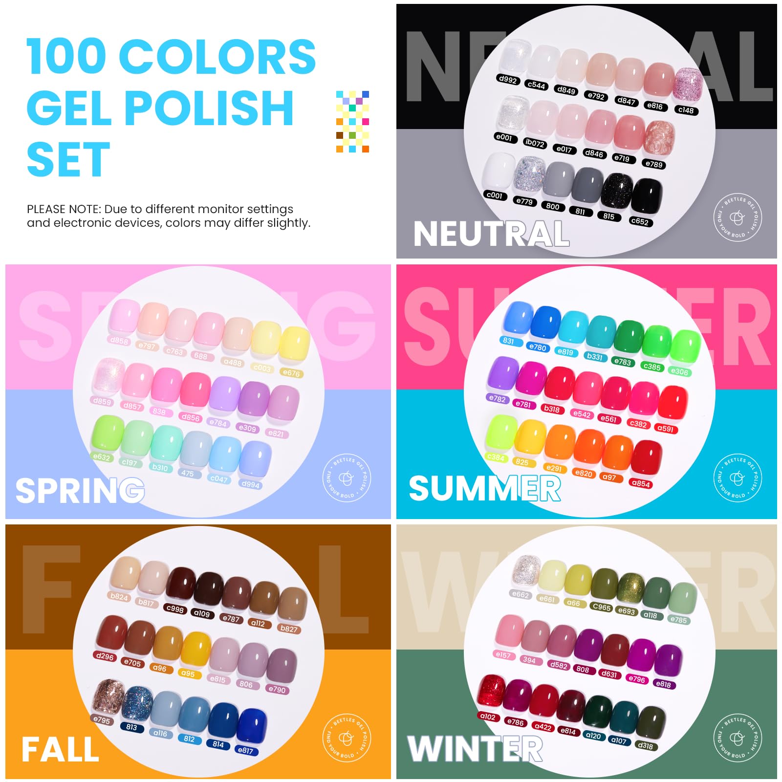 100 Colors 110 PCS Gel Polish Set Perfect Christmas Gift for All Season