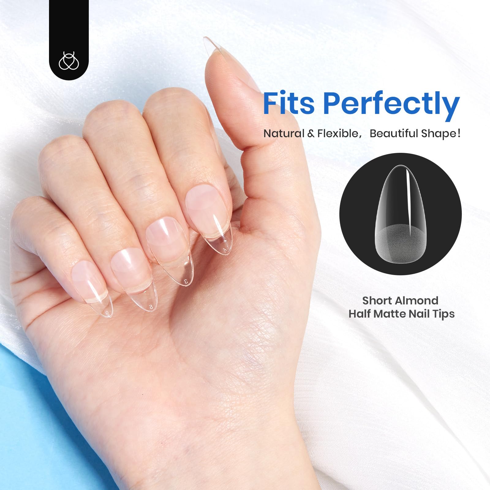 Beetles Clear Nail Tips: 504Pcs Short Almond,