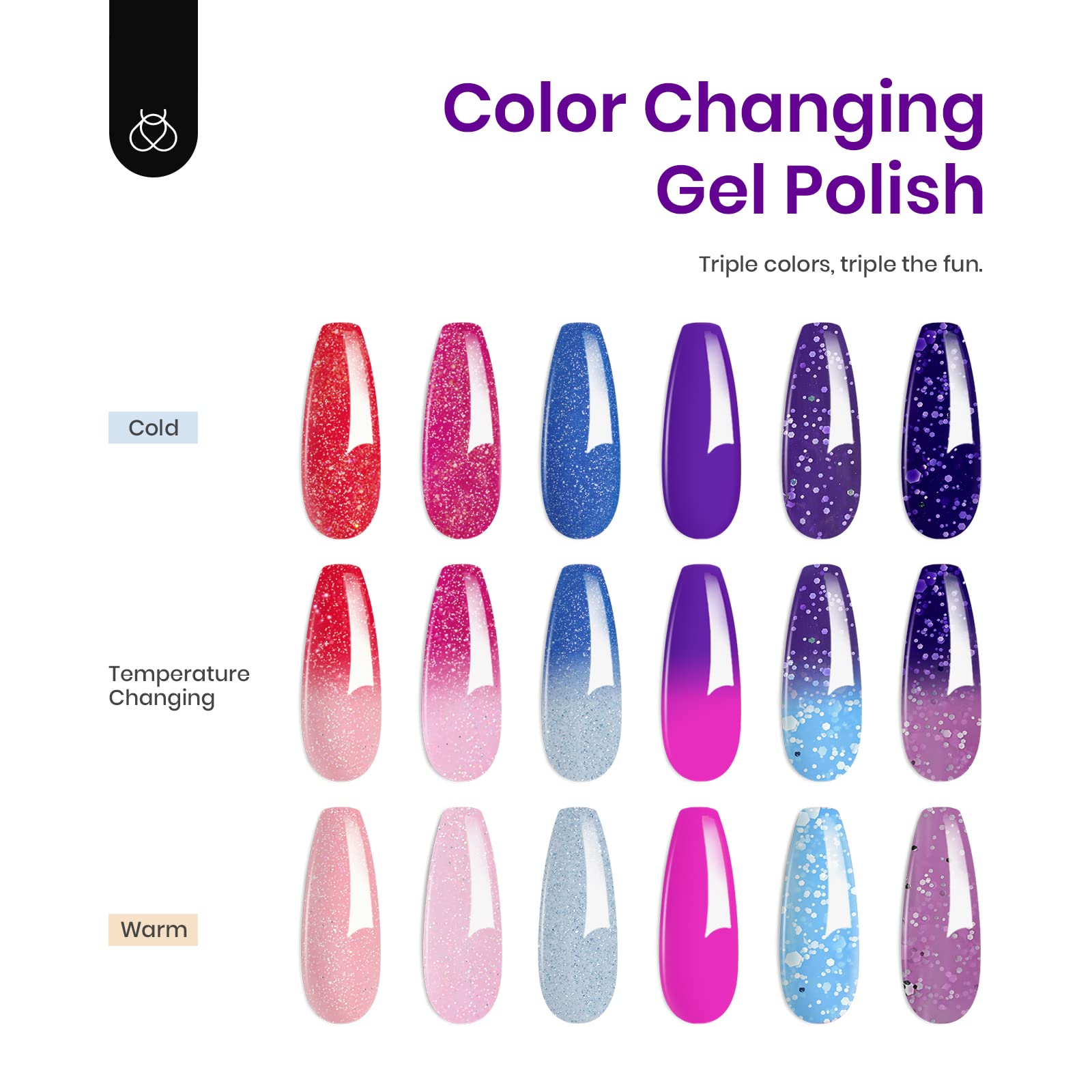 Colors Changing Gel Polish - 6 Colors Gel Nail Polish Set