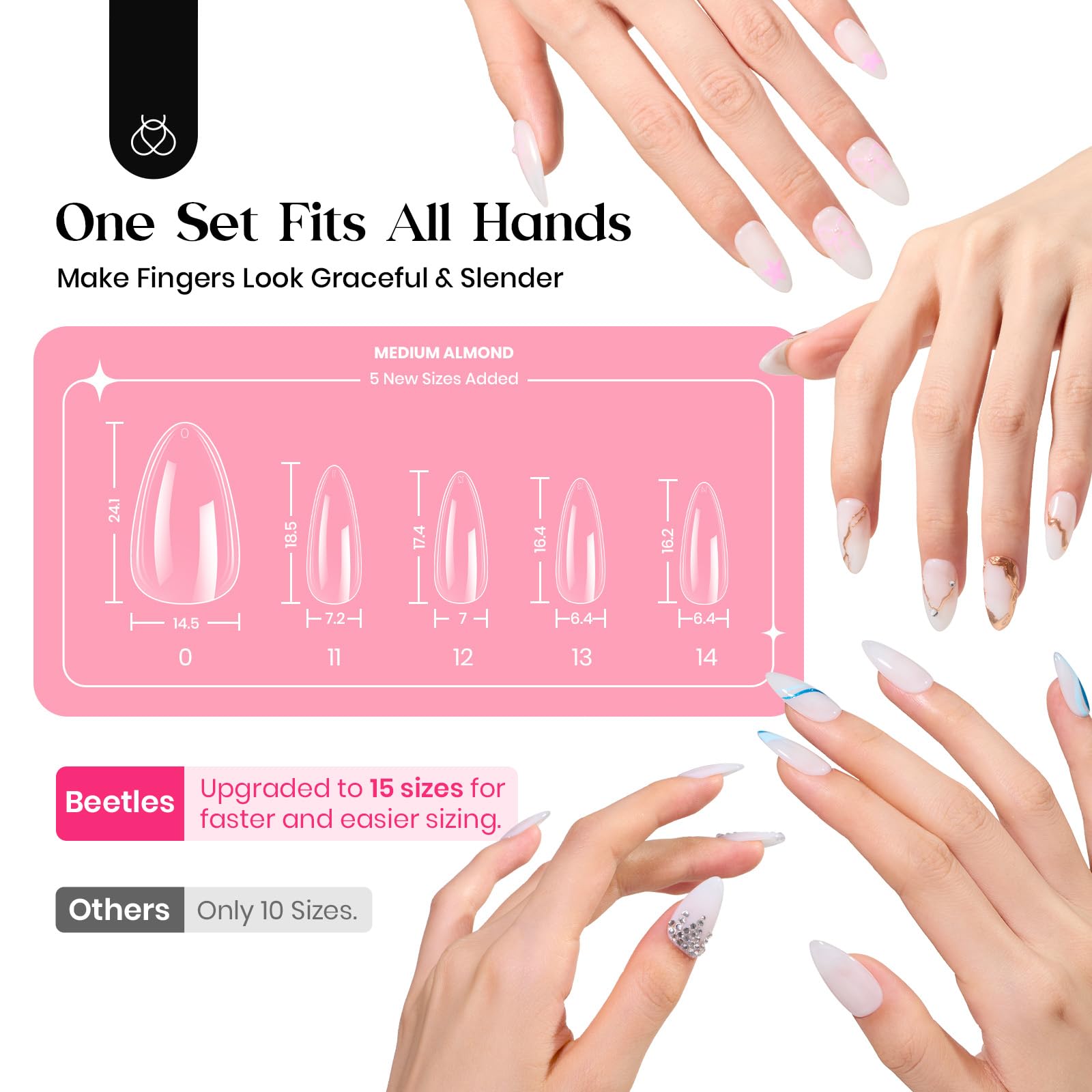 Medium Almond Nail Extension Kit 600Pc