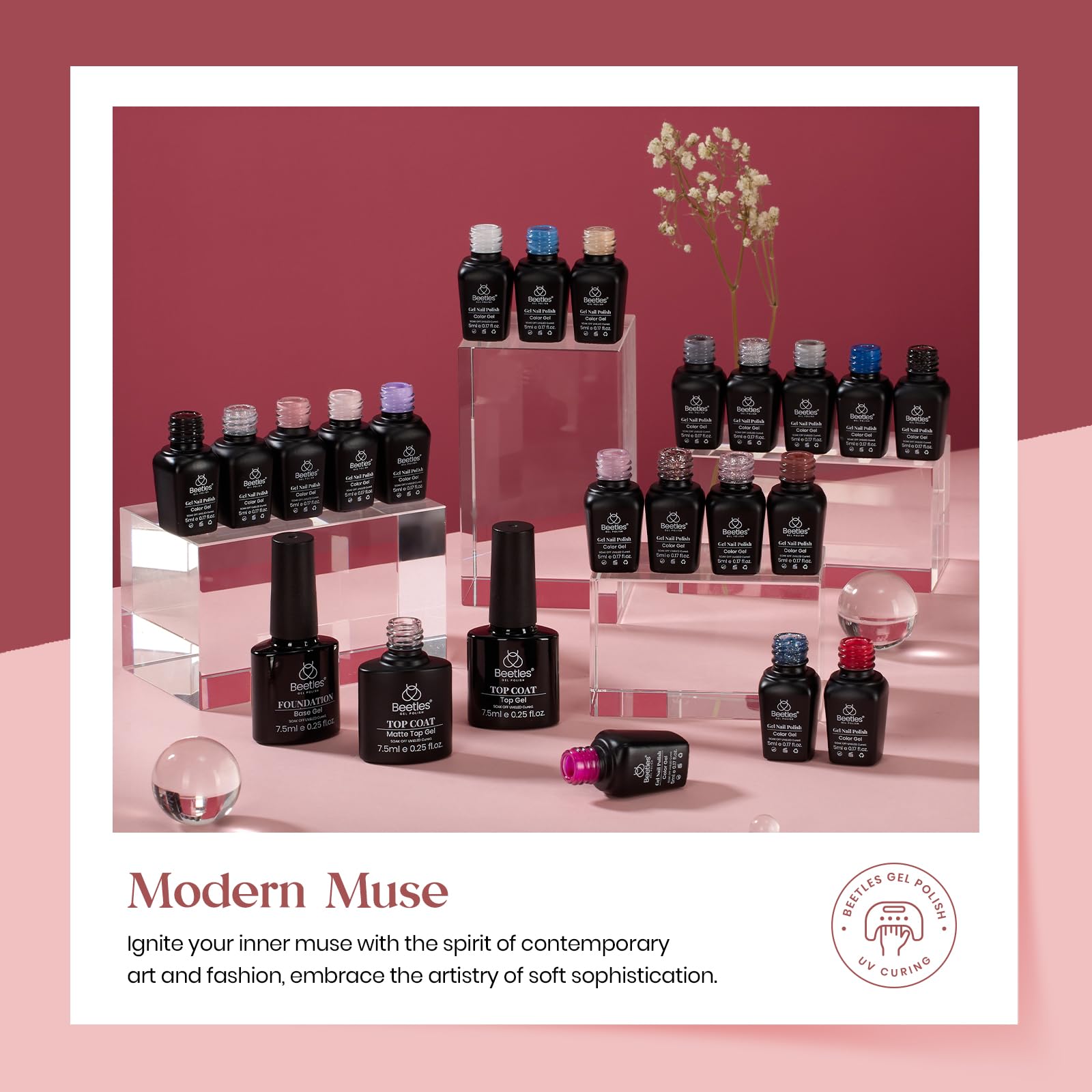 Modern Muse | 20 Colors Set (20 Gel Colors Set with Top and Base Coat (5ml/Each))