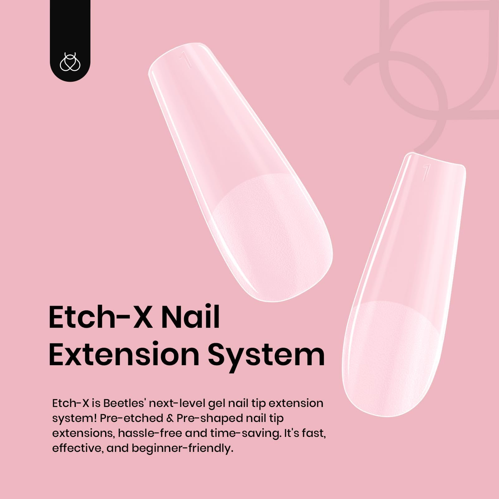 Etch-X Nail Tips Long Coffin Half Matte | 288Pcs 