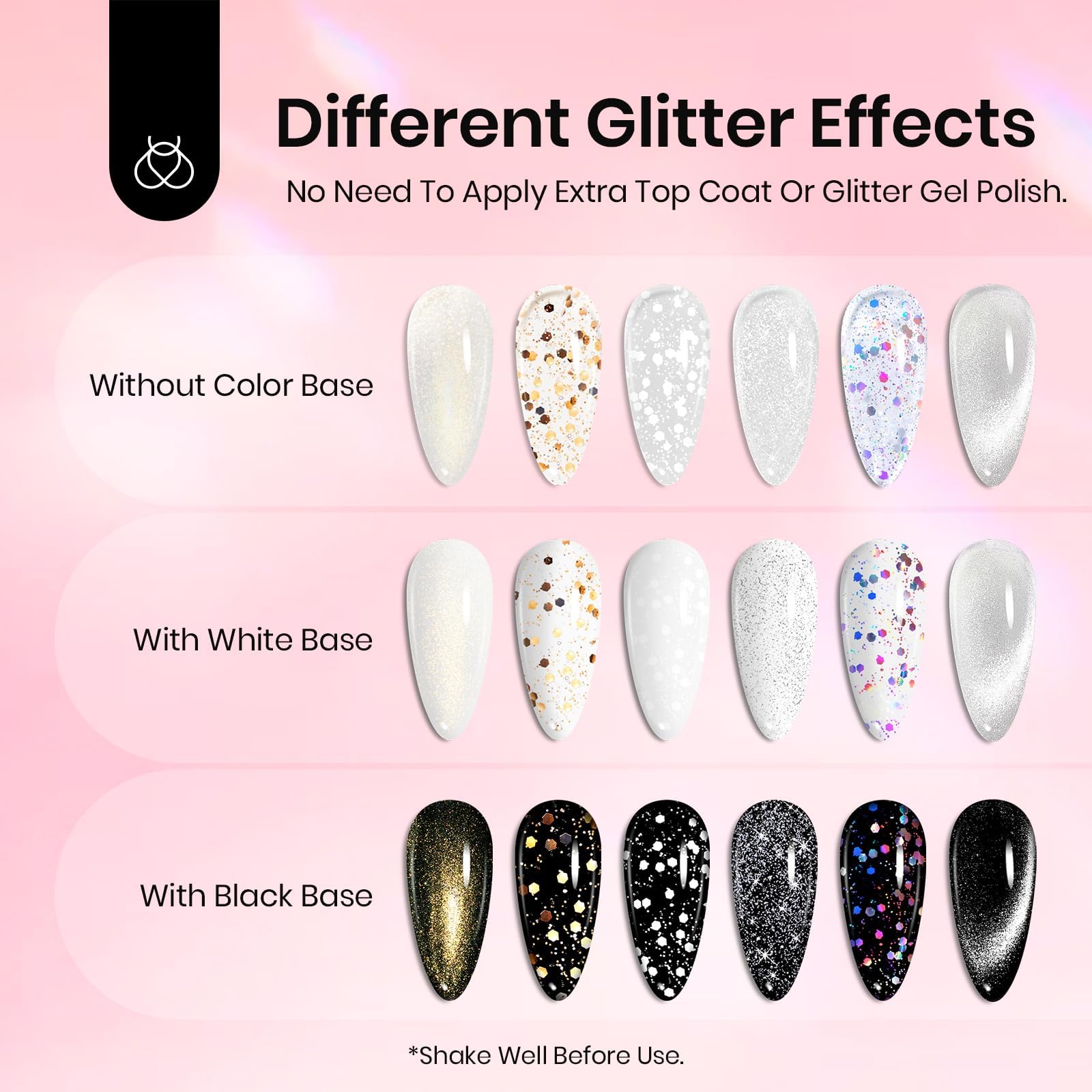 Christmas Limited Edition Box Beetles 8 Pcs No Wipe Glitter Gel Top Coat Set