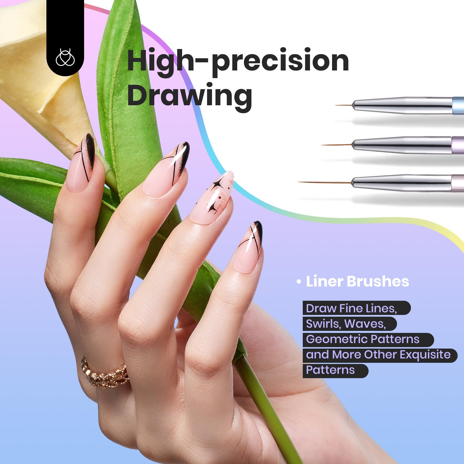 Dual-Head Nail Art Brushes Set: Easy Painting in Various Nail Designs