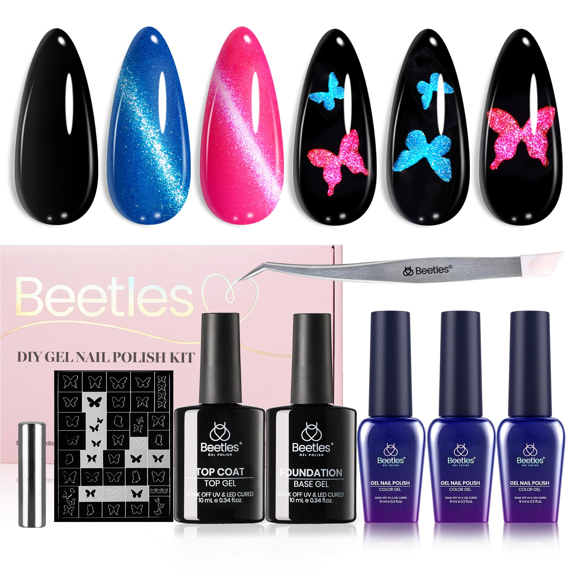 Butterfly Storm | 5 Colors Beetles X DIY Cat Eye Gel Nail Polish Kit