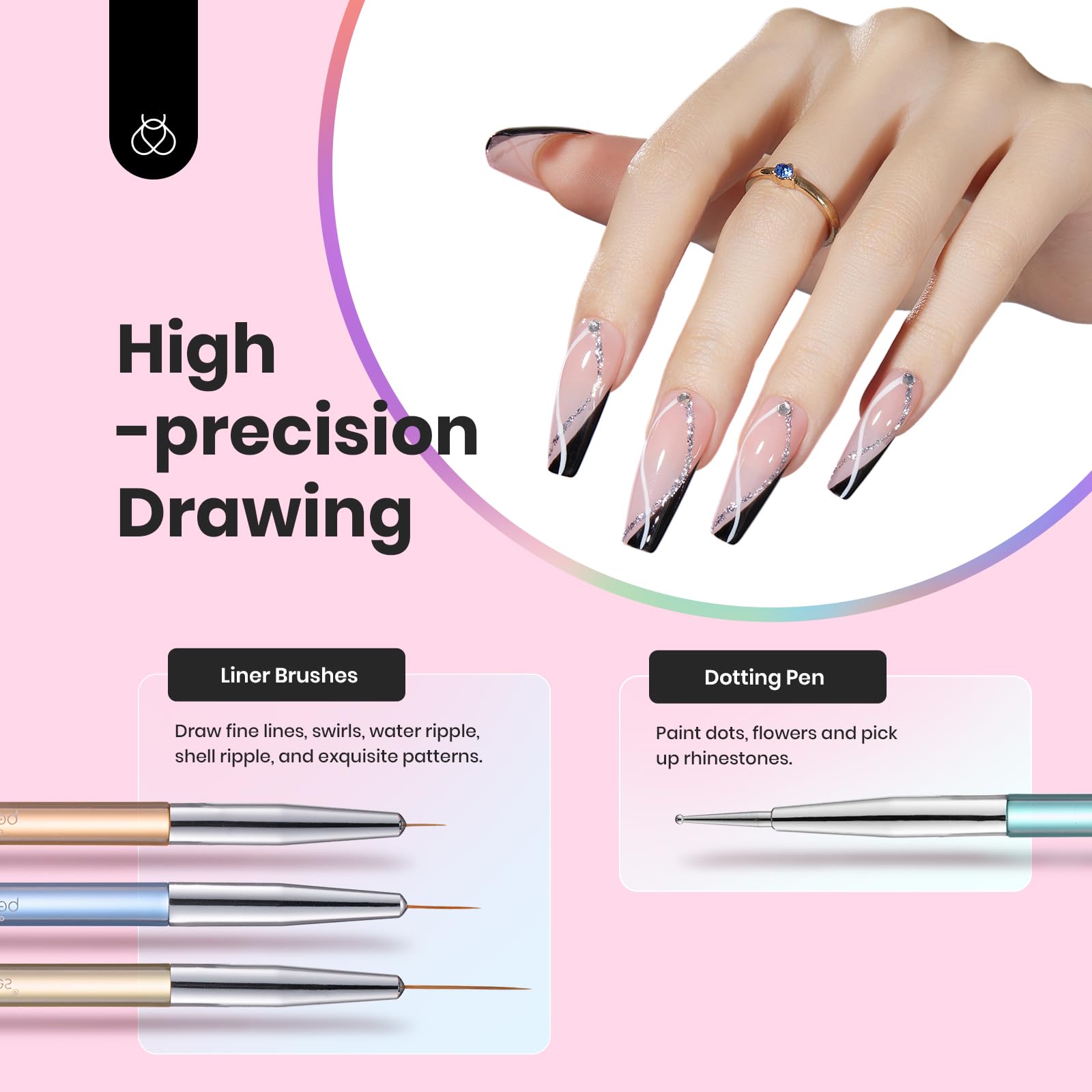 Double-ended Nail Art Brush Set- 6pcs