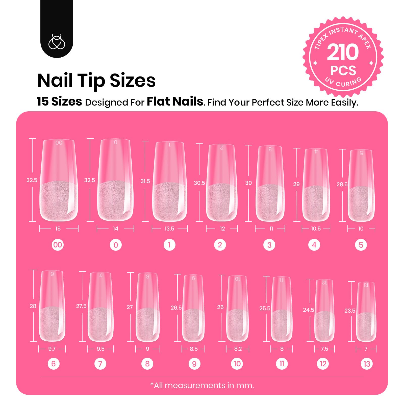 Tipex Long Square Half Matte Nail Tips Kit |210pcs