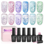 Petal Shower | 6 Colors Glitter Gel Polish Set with Iridescent Shards