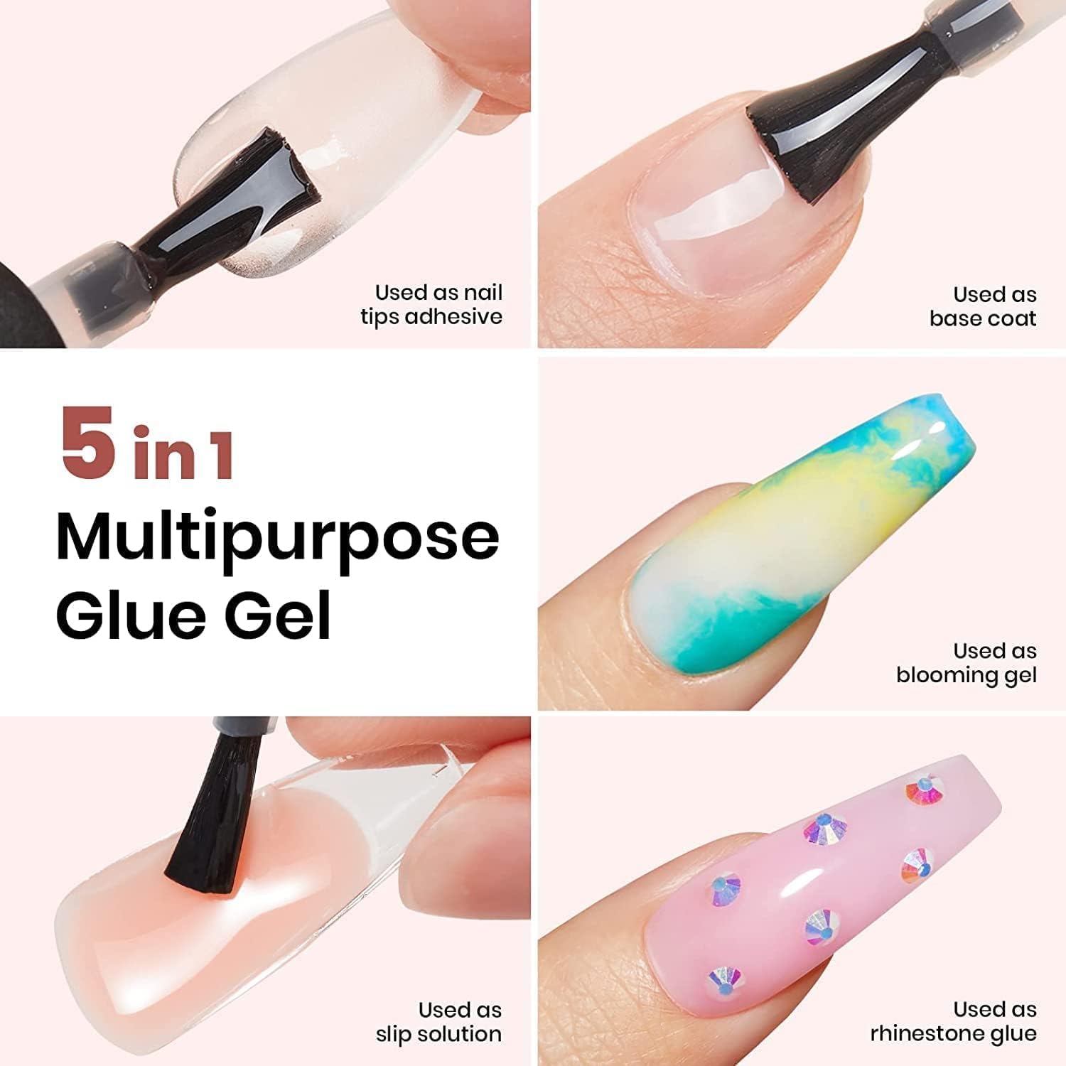 Base Top Coat Nail Glue Set-3Pcs-15ML Each