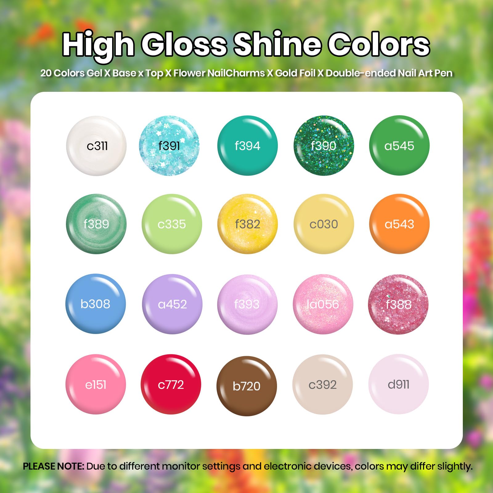 Embrace Nature With Dried Flower And Gold Foil- 20 Colors Spring Gel Nail Polish Set