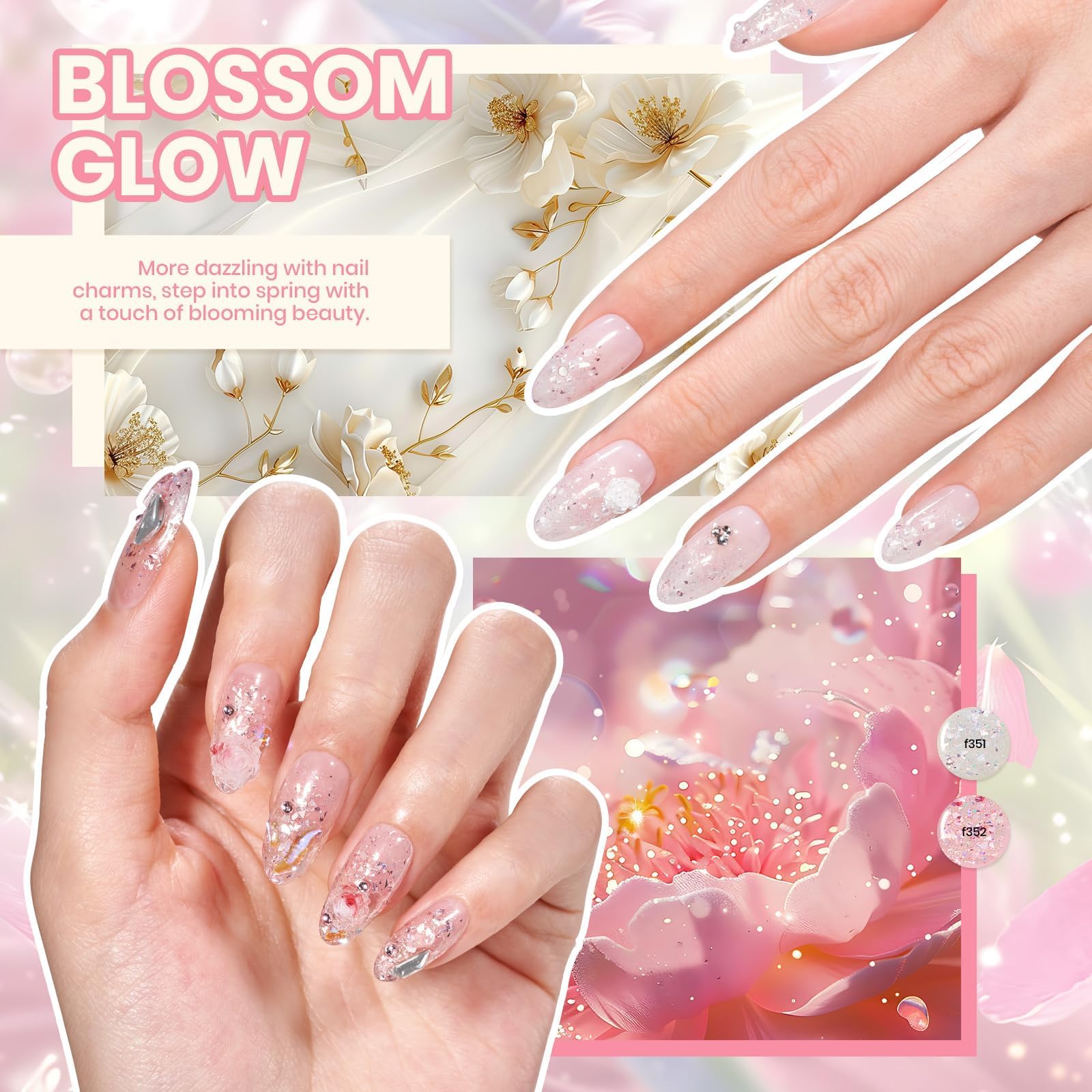 Petal Shower | 6 Colors With 15ml Nail Polish Glitter Gel Polish Set with Iridescent Shards